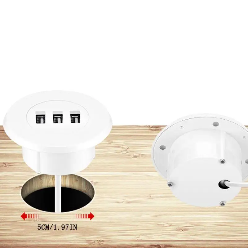 G6DD 5 Agujero arandela USB 2.0 con 3 puertos Hub Conecte Phones Mobile Tablet Adecuado para Office Home Desk Hole