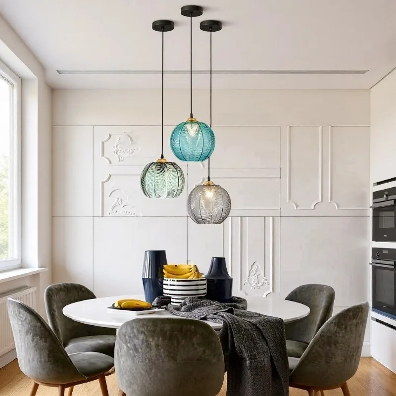 Nordic Modern Simple Pendant Lights Leaf Pattern Glass Chandelier Designer Home Decor Lamp Led Lights Dining Room Bedroom E27