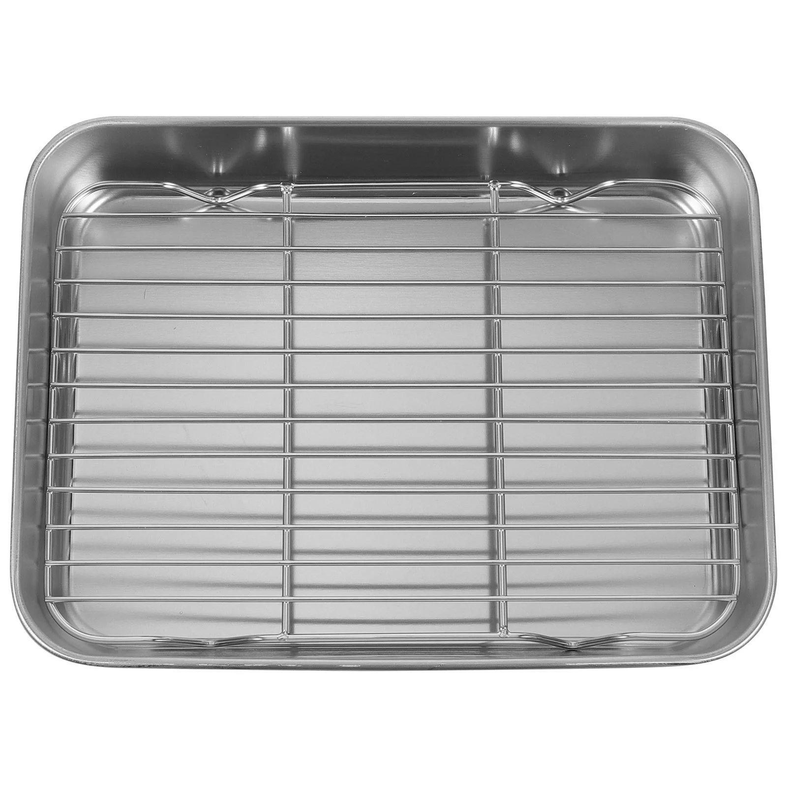 

Grill Pan with Grid Mesh Strainer Loaf Bread Stainless Steel Baking Rack Tray Round Filter