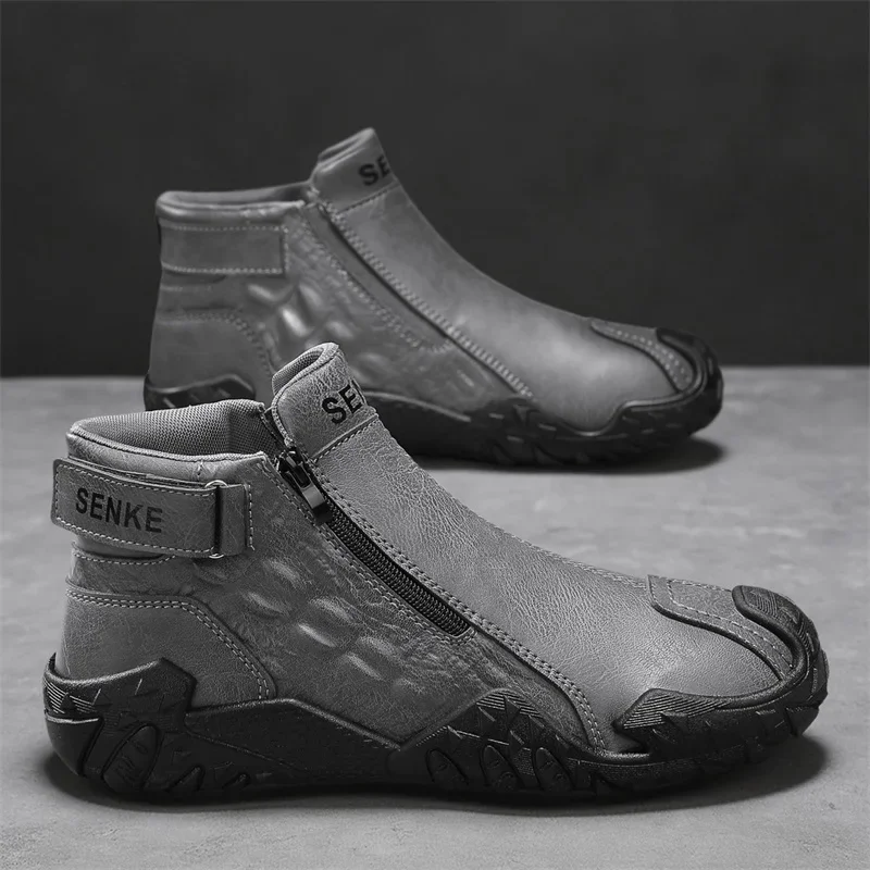Mens Casual Labor Shoes Non Slip Wear-resistant Sneakers Zapatos Para Hombre Fashion Zipper Versatile Men Outdoor Climbing Shoes