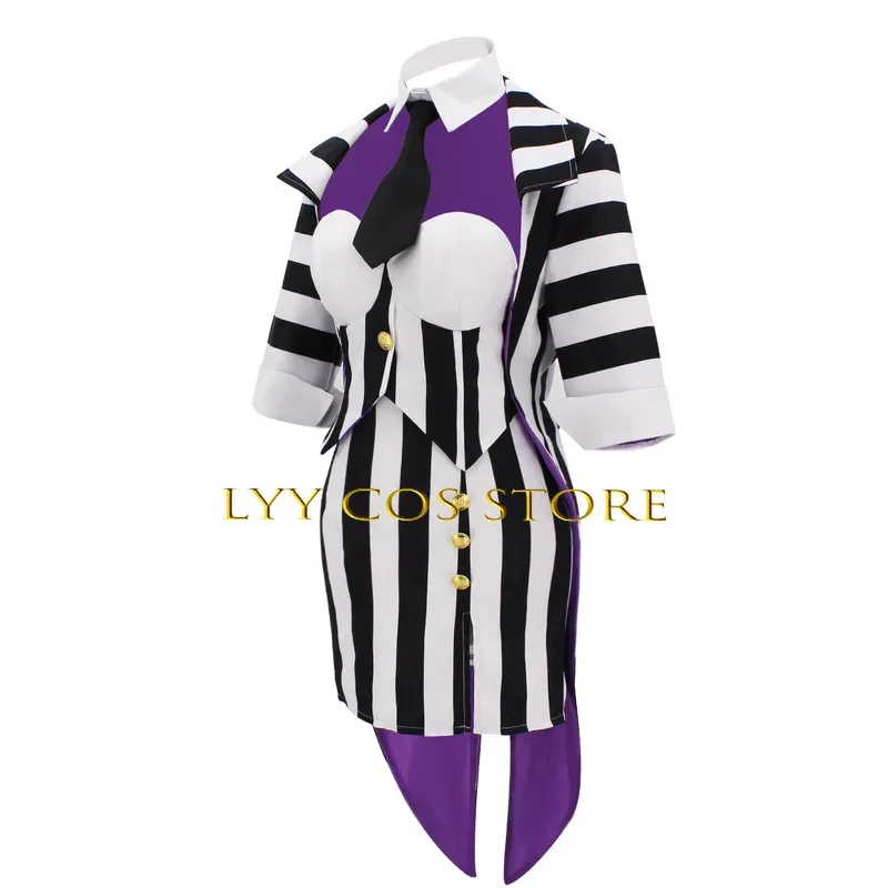 CyHorror Mage Cosplay Anime Adam Costume Beetle Uniform Women Stripe DRESSES Party Role Play Clown Outfit for Women
