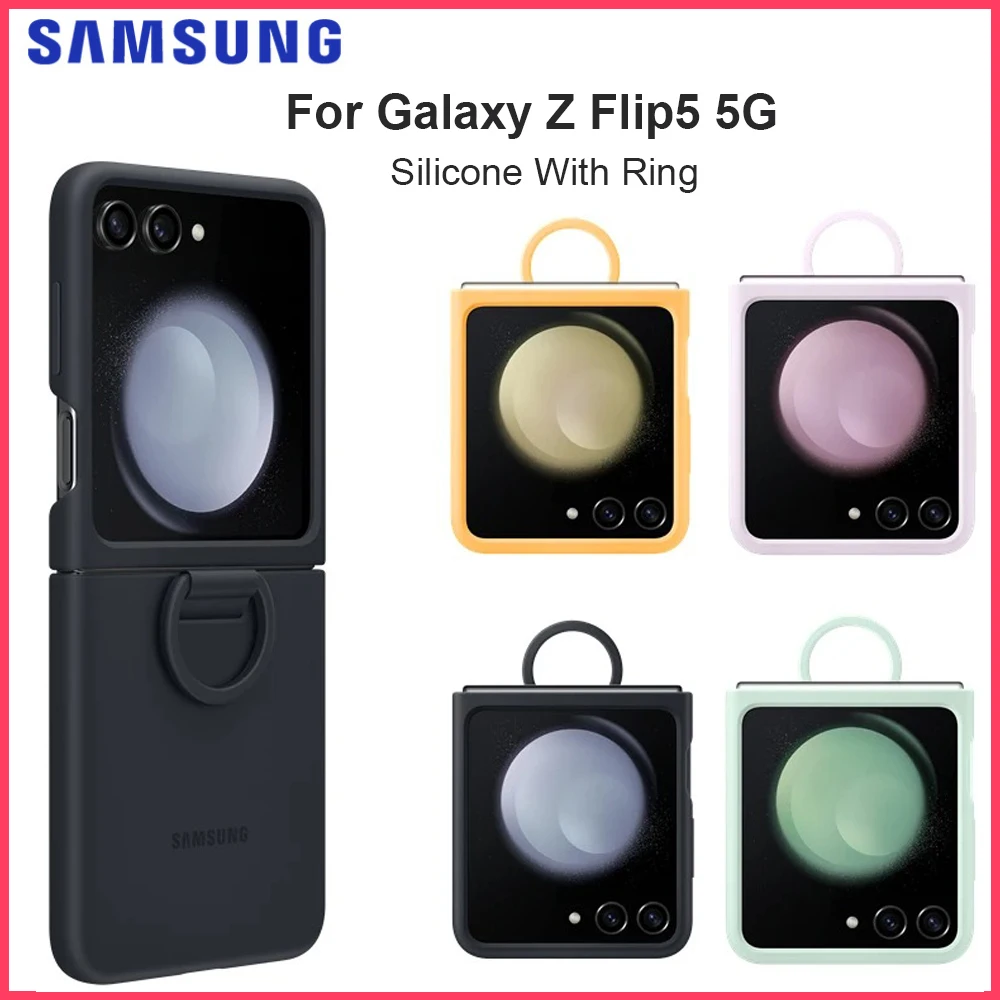 

Original Samsung Galaxy Official Silicone Case with Ring for Z Flip5 Protective Case For Samsung Z Flip 5 W24, EF-PF731