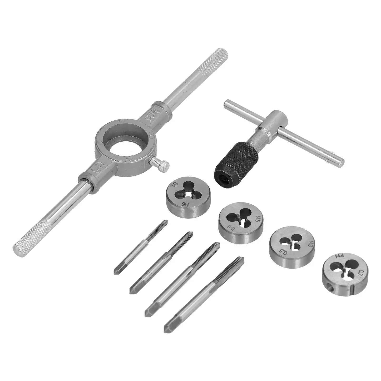 Knurled Handle Tap Die Kit - High Hardness Thread Tapping Set with Wrenches for Male & Female Thread for cutting