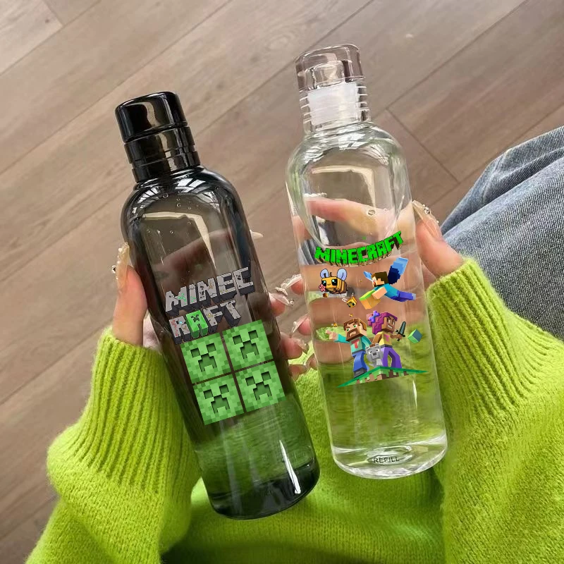 

750ML Minecrafted Water Cup Sport Large Capacity Water Bottle with Time Scale Plastic Portable Drinking Outdoor Travel Cup Gifts