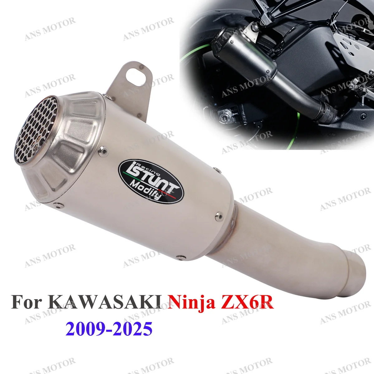 

For KAWASAKI Ninja ZX-6R 2009- 2025 Years Motorcycle Exhaust Slip On Middle Pipe Escape ZX6R Exhaust Muffler