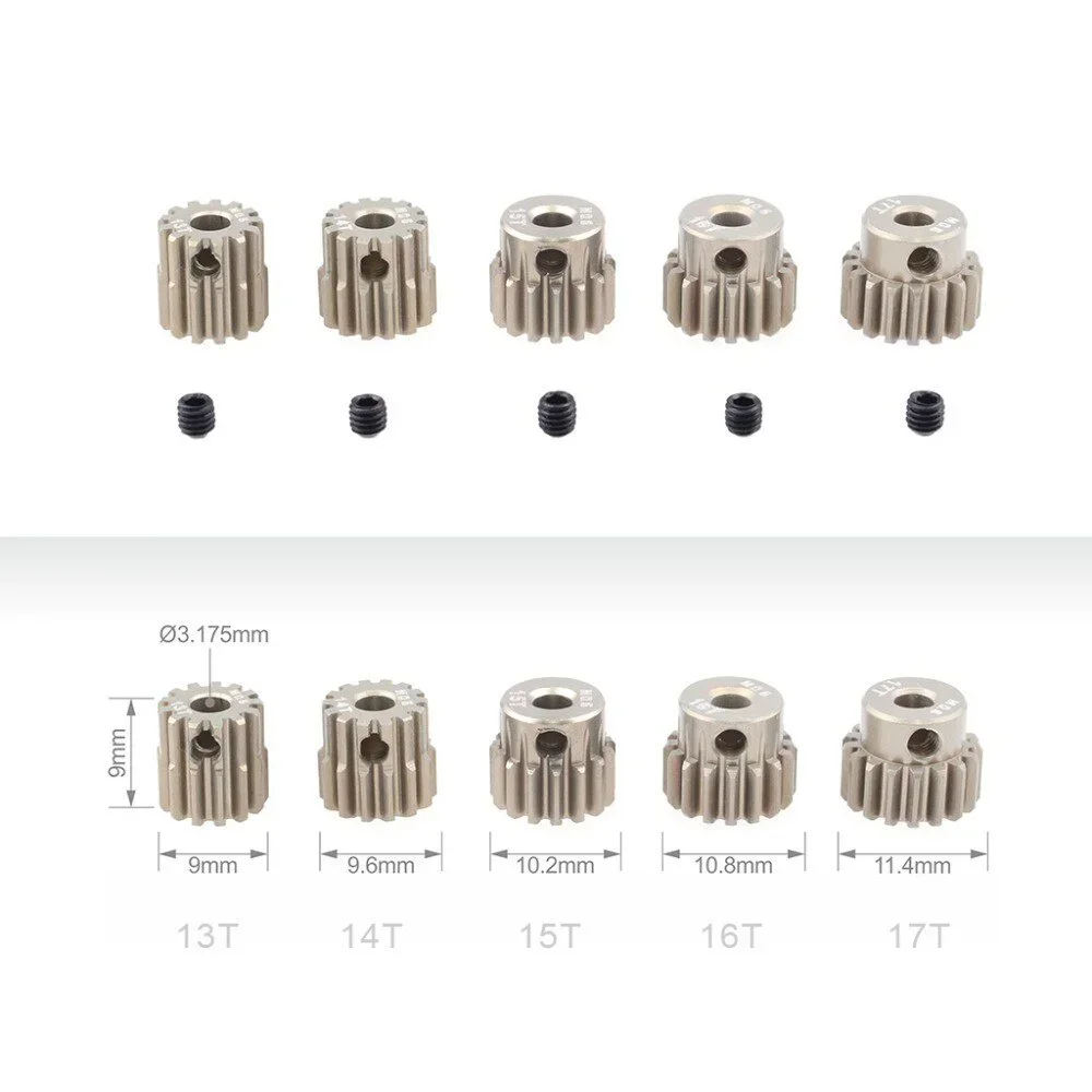 M0.6 Aluminum Alloy Pinion Motor Gear 3.175mm Shaft 13T-33T 14T 16T 17T 18T 20T 22T 24T 28T 30T 32T for 1/10 RC Car Truck Motor