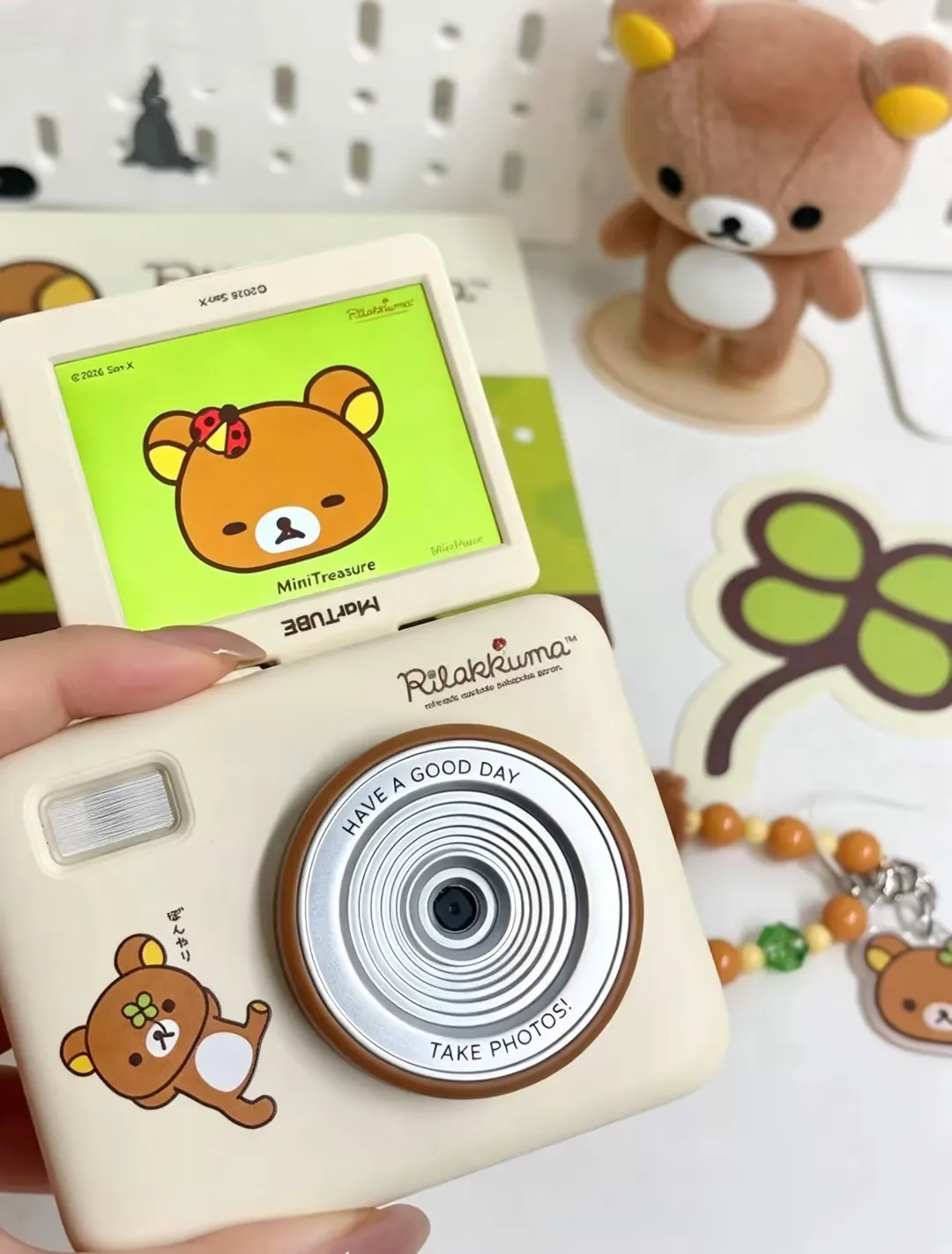 Cute Rilakkuma Ccd Digital Camera Flip Screen Selfie Video Camcorder Portable Cartoon Camera For Girls Birthday Present Gift Box view 3