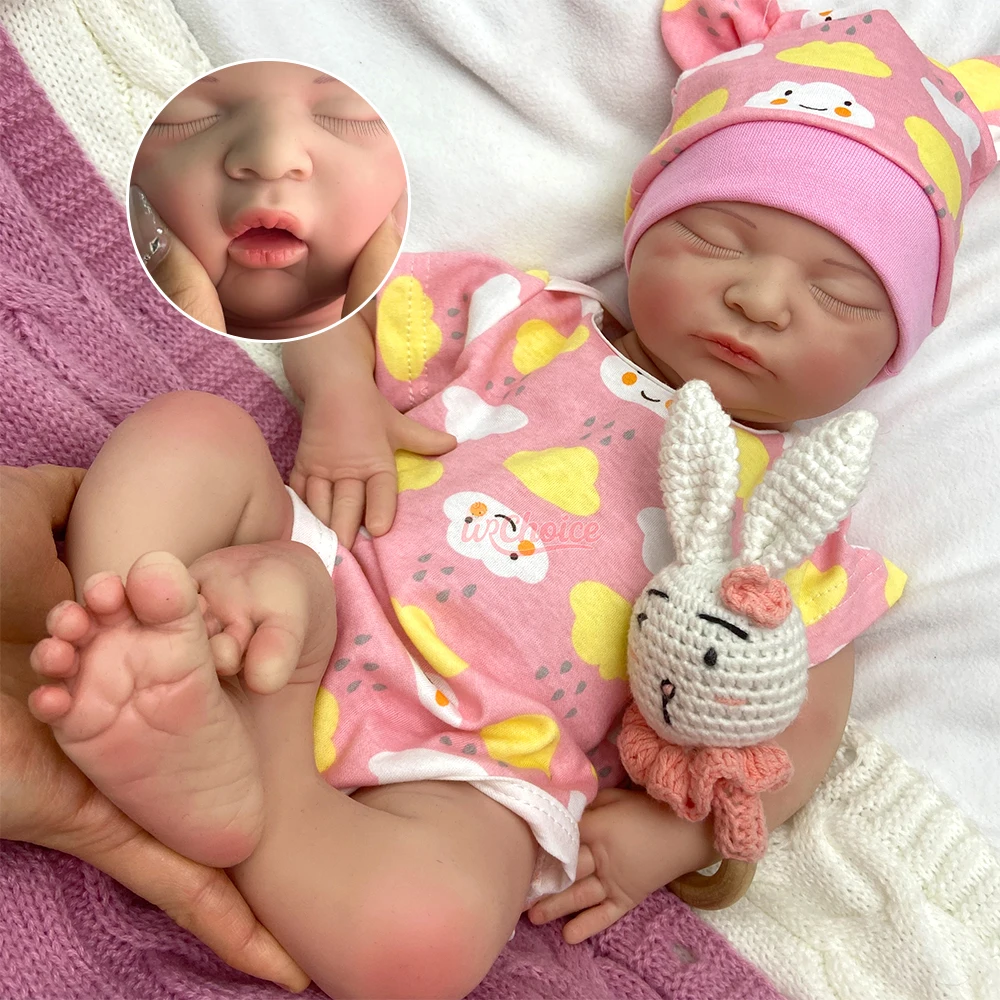 

45cm Lifelike Skin Texture Girl Realistic Silicone Reborn Baby Handmade Adorable Newborn Doll Weighted Body for Collectors Gift