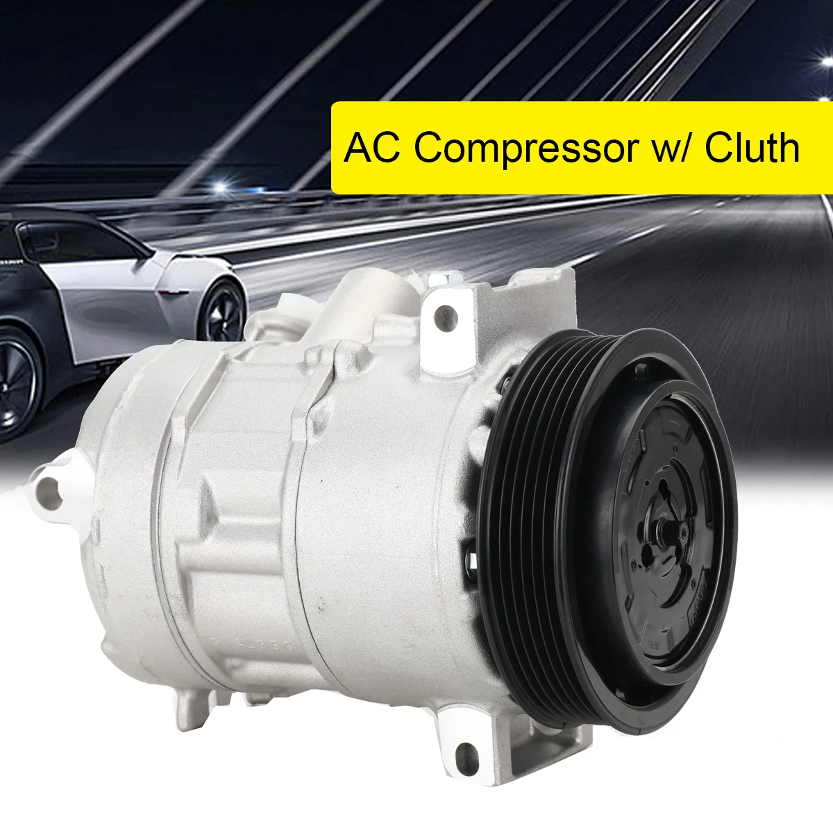 

High-Efficiency Design For Improved Cooling AC Compressor W/ Clutch Lightweight, Fuel Economy, Durability