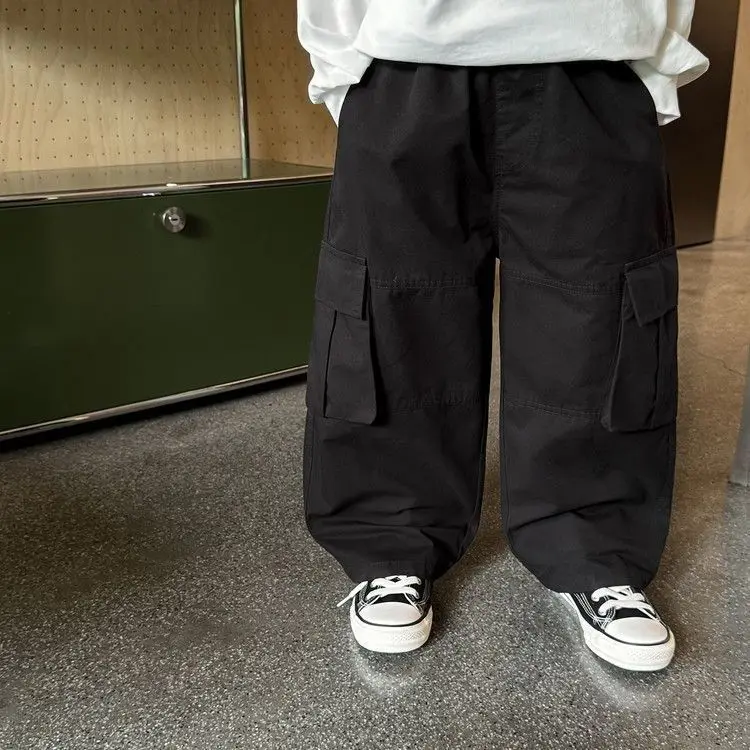 Boys Pants Spring Fall Stylish Versatile Boys New 2025 Outfit Loose Outer Wear Handsome Cargo Pants