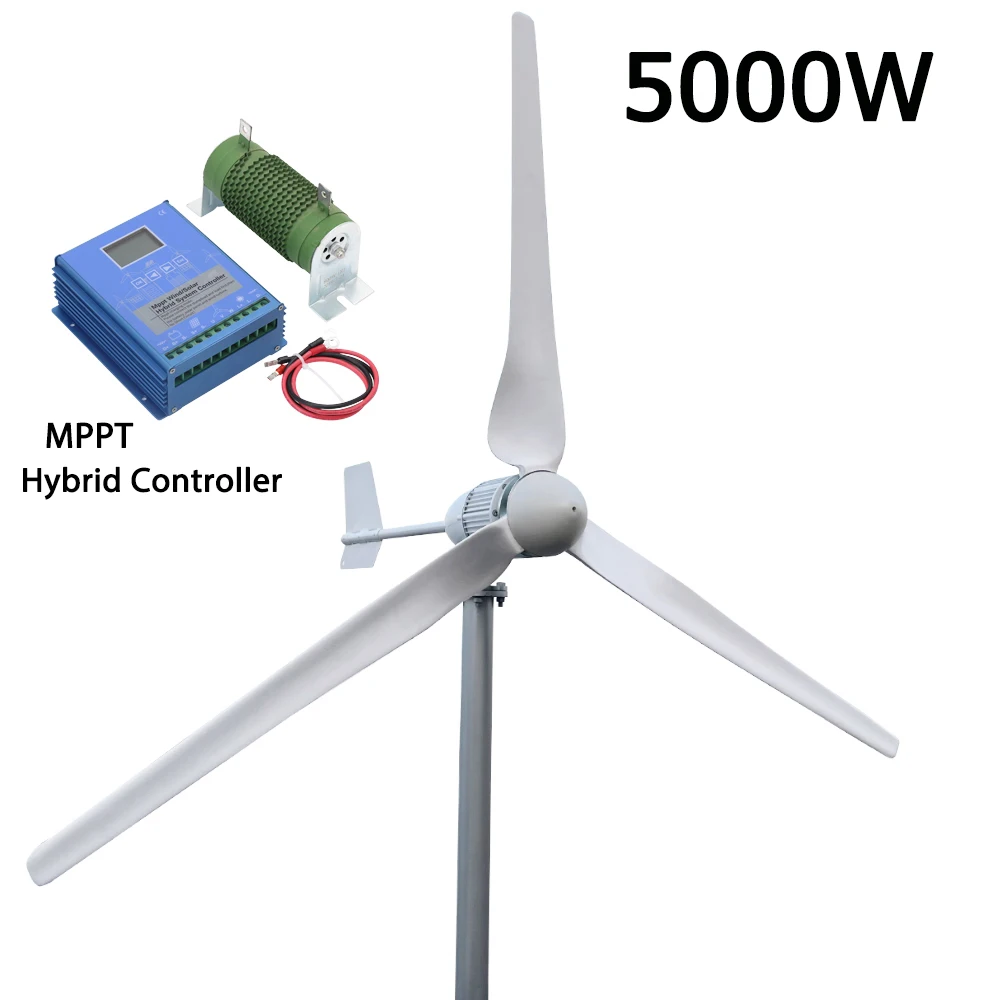 5000W Horizontal Wind Turbine Generator 24V 48V 96V Free Energy Magnetic Dynamo Strong Power 220v Inverter Output for Home