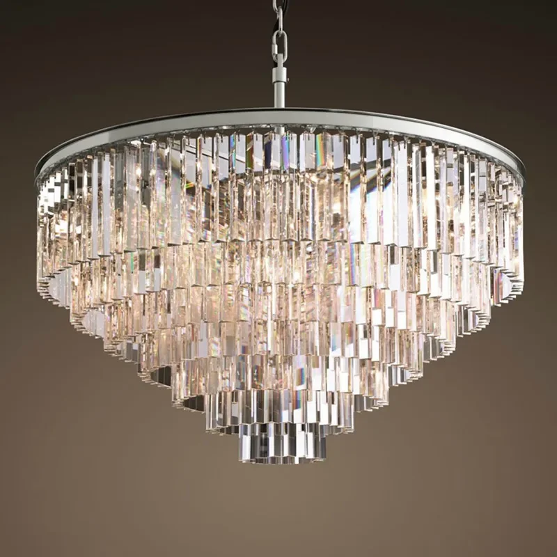 Modern Crystal Chandelier Elegant K9 22mm size Article crystal Smoky Gray Crystal Suspension Lamparas for Cafe Restaurant Hotel