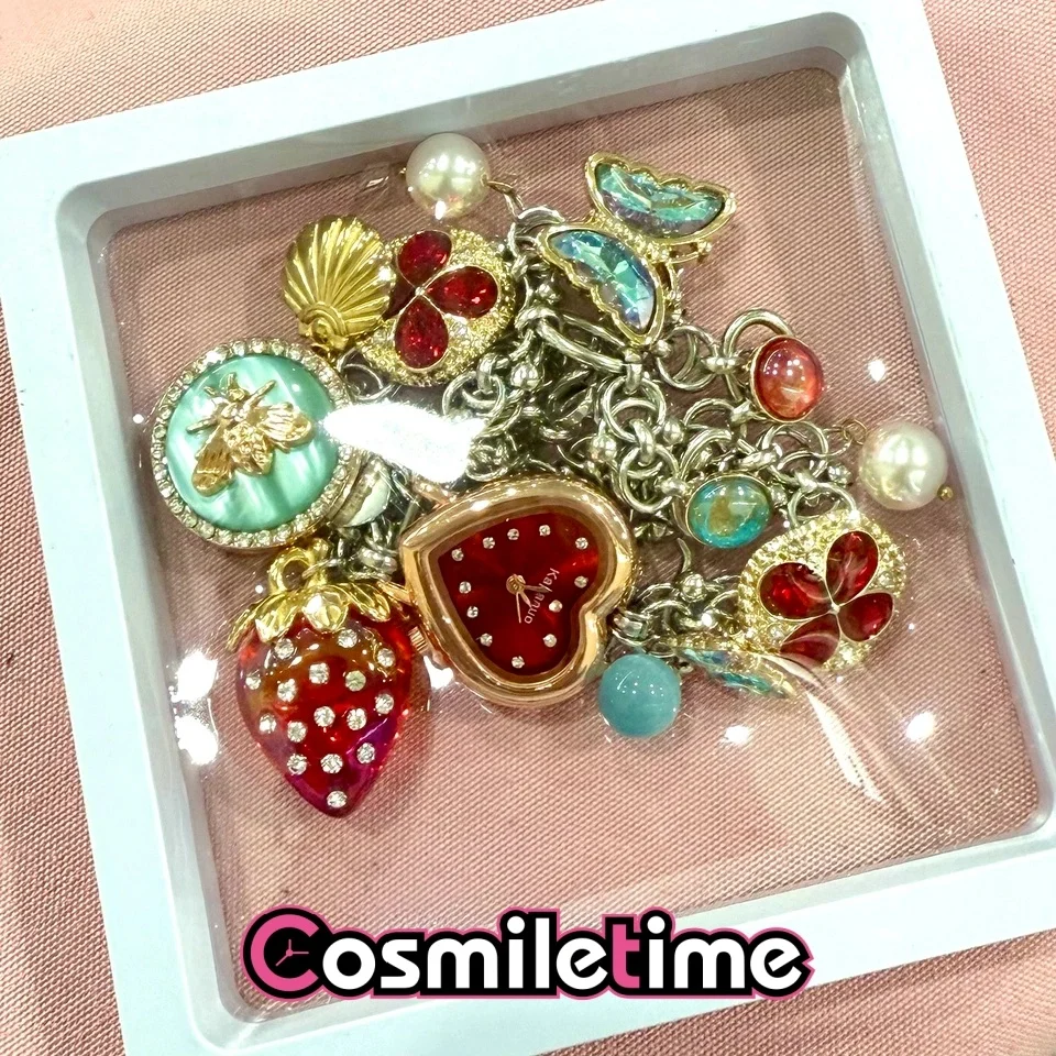 Y2K Vintage Necklace For Women Cute Strawberry Heart Locket Watch Pendant Chain Choker Aesthetic Bohemian Fashion Birthday YZ - view 5