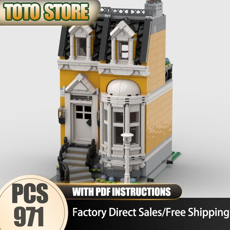 Moc بناء الطوب تاون هاوس - برتقالي فاتح مشرق طبعة نموذج التكنولوجيا وحدات كتل هدايا عيد الميلاد اللعب DIY الجمعية #1