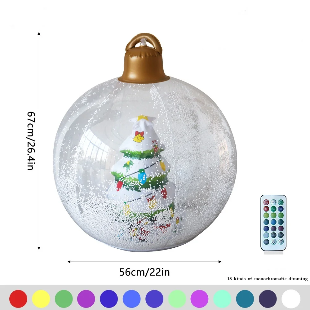 67x56cm bola de natal inflável gigante com luzes brinquedo de natal pvc brinquedos infláveis decorados árvore de natal bola de boneco de neve