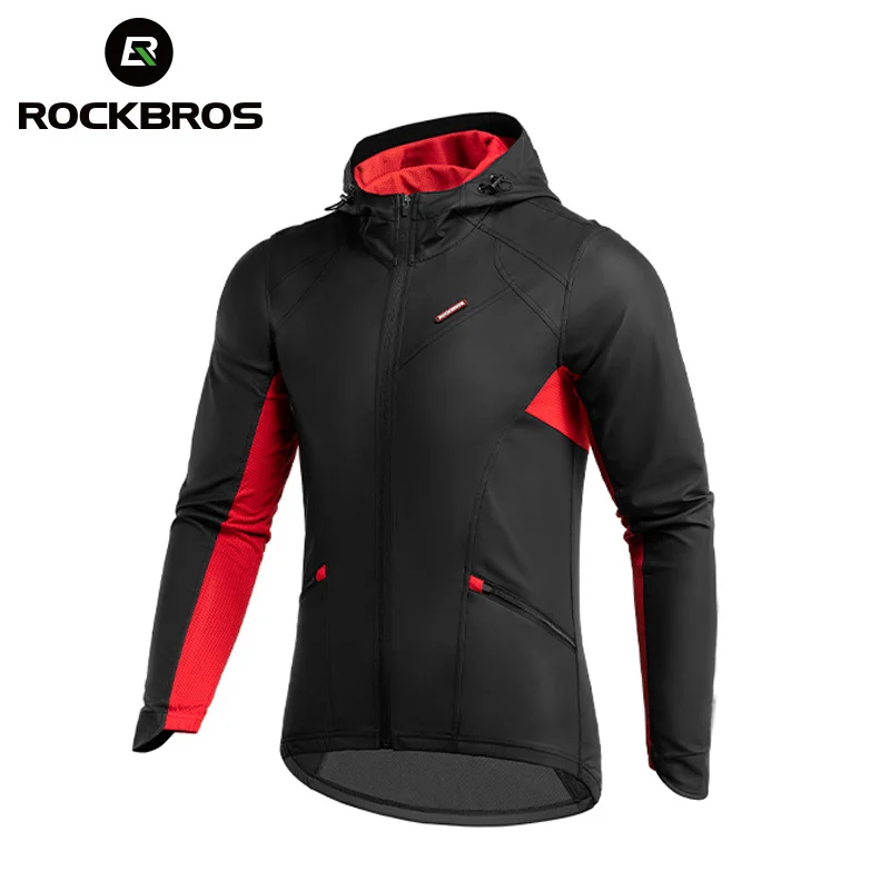 ROCKBROS Men Winter Thermal Cycling Jersey Windproof Fleece Warm Cycling Clothing Warm Up Bike Jacket MTB Coat Bicycle Clothes