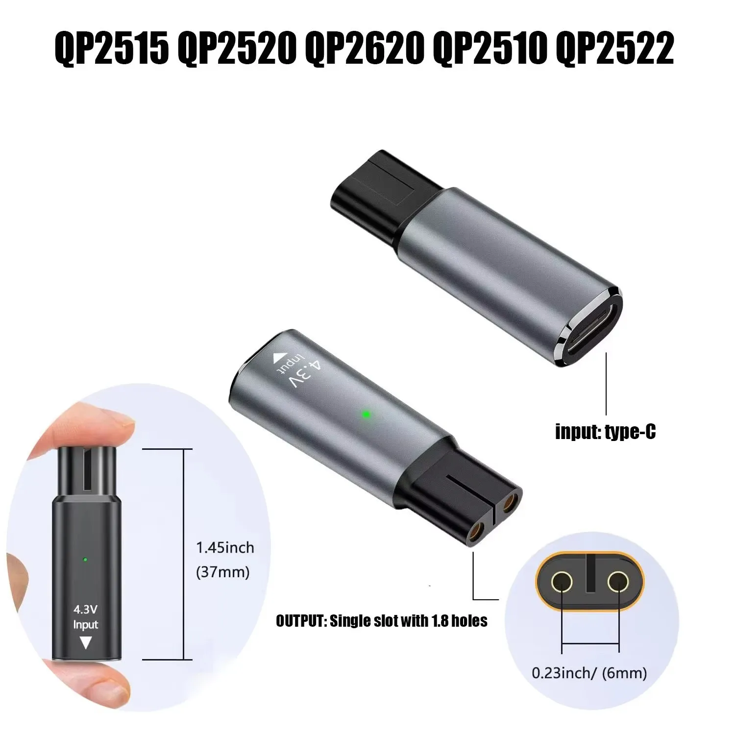 4.3V Type-C Shaver Adapter Charging Converter for Philips for One Blade&Oneblade Pro QP6510 QP6520 QP6530 Electric Beard Trimmer