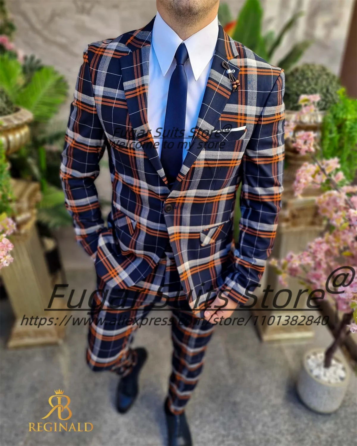 English Style Customized Plaid Men Suits Handsome Notched Lapel Groom Tuxedos 3Pcs Sets Business Male Blazers Casual Ropa Hombre
