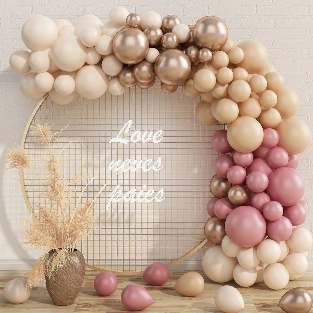 73Pcs Sand White Blush Nude Dusty Pink Champaign Gold Latex Balloon Garland Arch Kit for Birthday Graduation Party Decoration