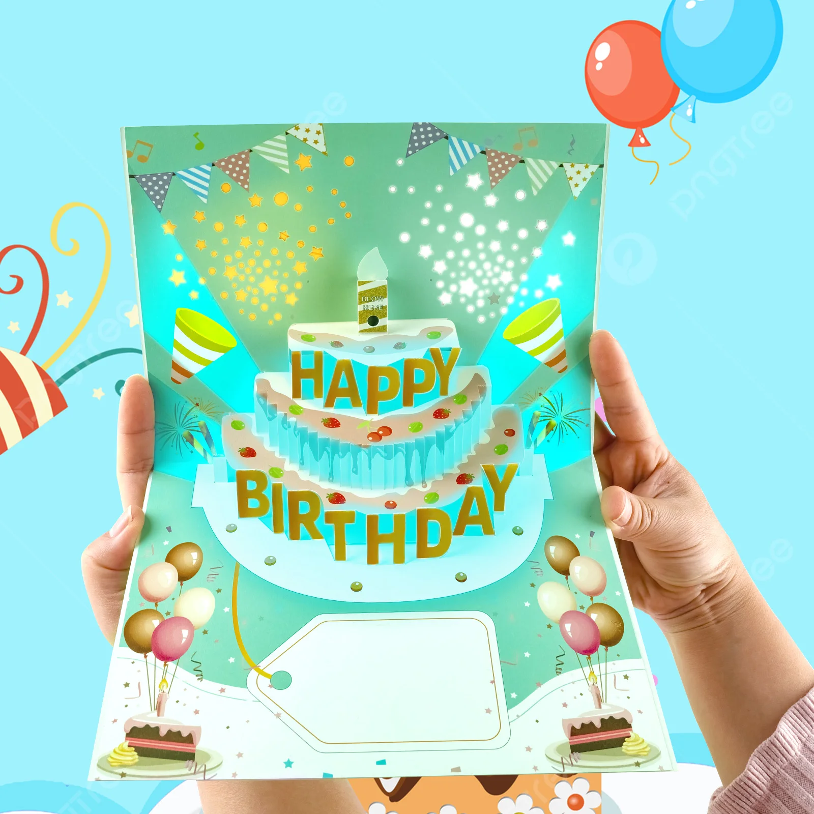 Pop Up Birthday Card with Light Happy Birthday Music Pop Up Cardfor Women Men Kids Greeting Cards Gifts