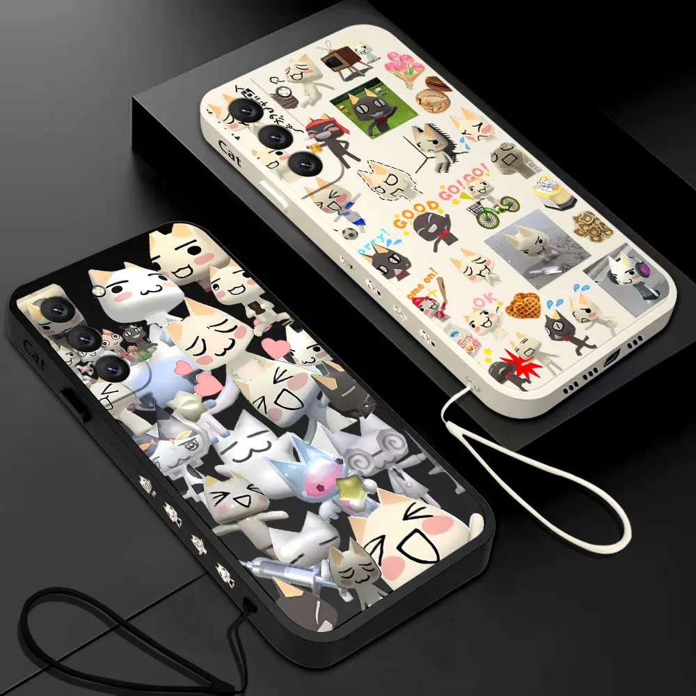 Cute Toro Inoue Cat Phone Case For Xiaomi Redmi Note 12 11 10 10S 9T 9 8 7 Pro Plus 10C 9A 9C 9T 4G 5G Cover With Hand Strap