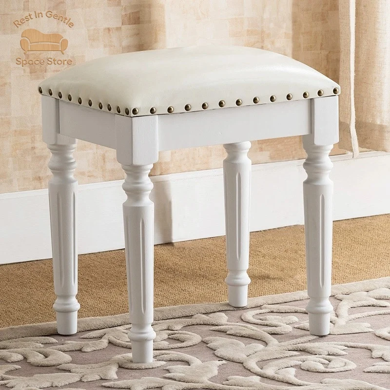 American makeup dresser manicure square stool European fashion modern simple bedroom white princess stool