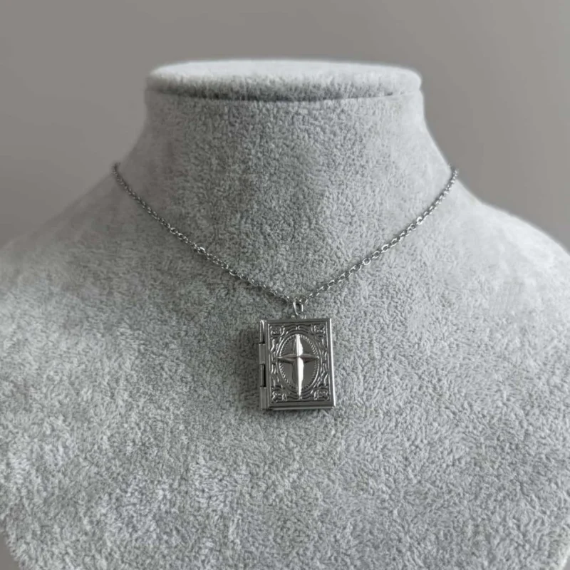 Unisex Cross Star Point Small Box Necklace, Photo Box Necklace, Dreamy Necklace, Photo Box