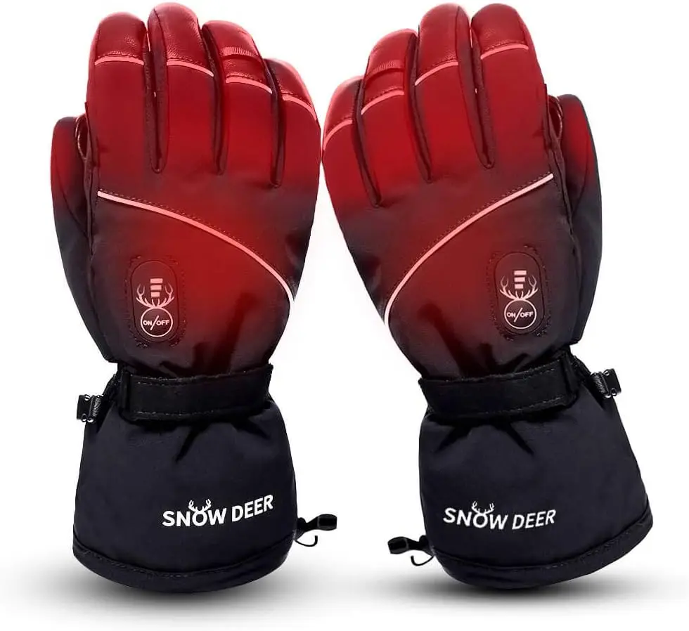

Electric Heated Gloves Waterproof Windproof Ski Gloves with Rechargeable Battery Touchscreen 3 Heat Settings for Cold Weather Snowboarding