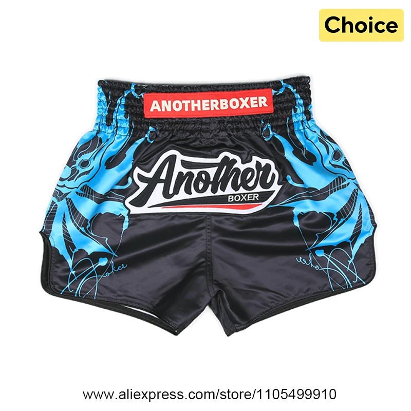 Muay-Thai-Shorts mit seitlichem Schlitz, Kampfshorts, Unisex, für Männer, Frauen und Jugendliche, in Blau und Schwarz, für Kampfsportarten wie Sanda, Wushu, Thai-Boxen und Kickboxen.