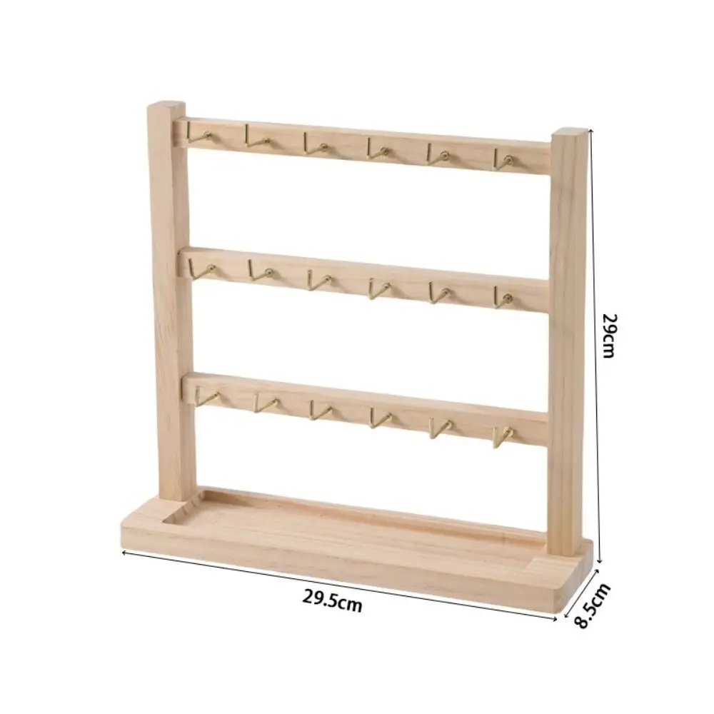 Showcase Wooden Necklaces Easel Solid Wood Removable Jewelry Collection Rack with Hooks Earrings Jewelry Hanging - view 5
