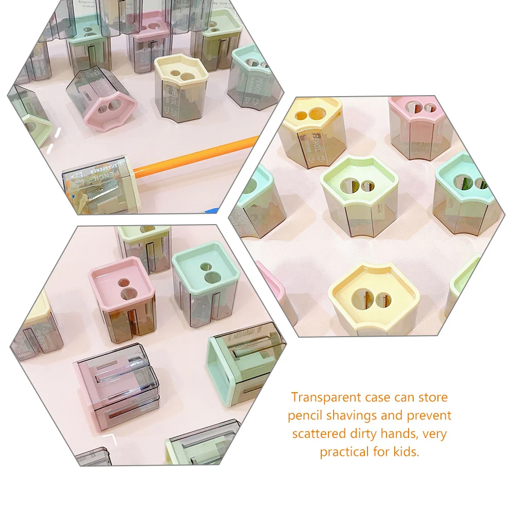 8 ชิ้นเครื่องเหลาดินสอแบบแมนนวลขนาดกะทัดรัดประหยัดเด็กแบบพกพา ABS เคสใสที่เชื่อถือได้ทนทานยาวนาน