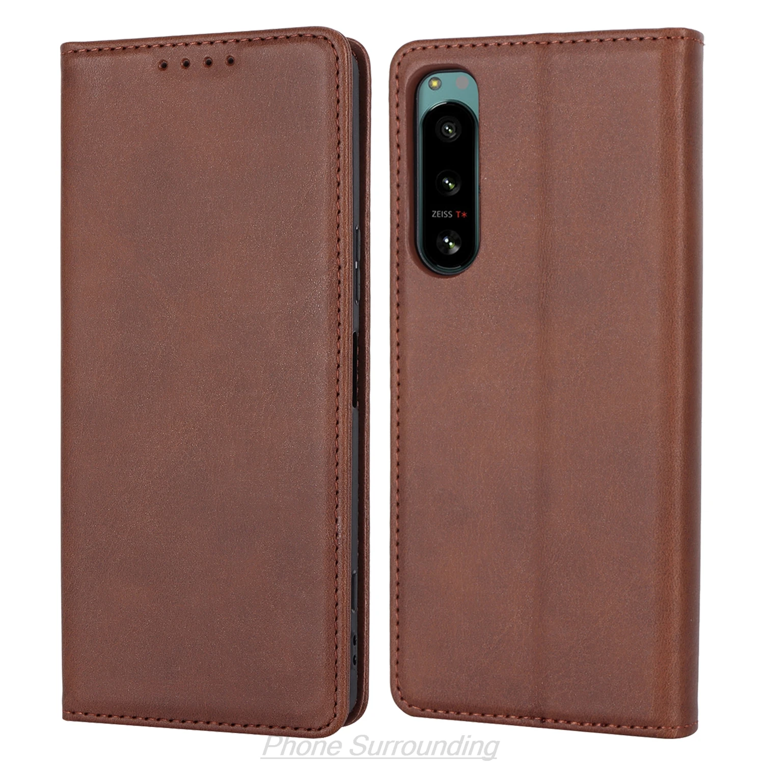 Capa de couro para sony xperia 5 iv flip case titular do cartão coldre atração magnética capa carteira capa fundas coque