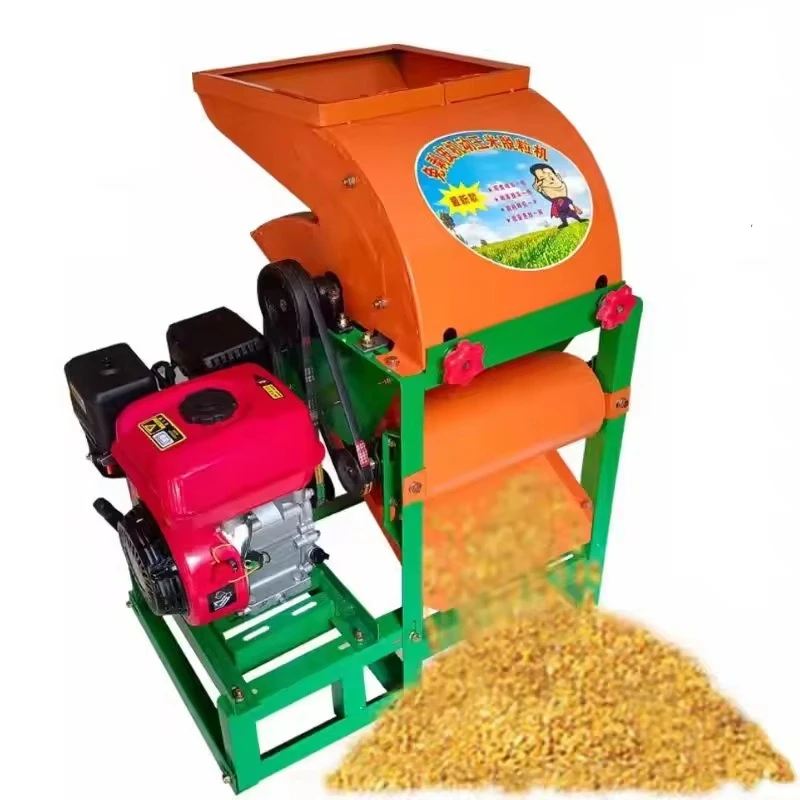 No-peeling corn threshing machine Automatic two-phase 220V grain peeling and granulating machine
