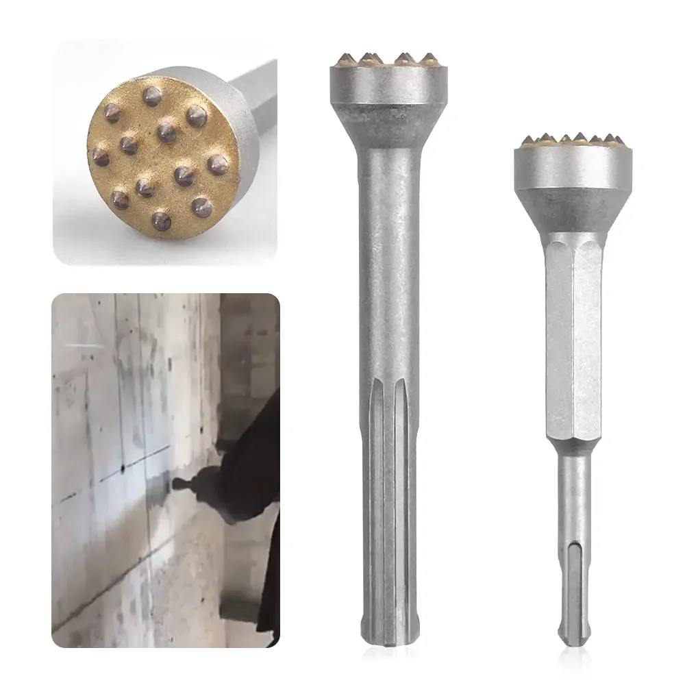 12 Tips Alloy Chisel Bit Round ,Breaker Head Surface Roughening Percussion Hammer Chisel Tool for Wall Concrete Stone