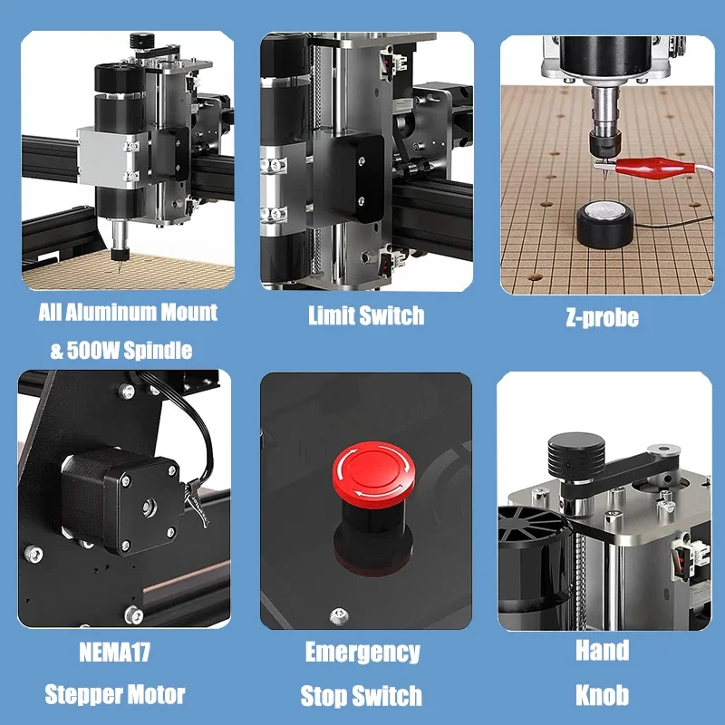 Fresadora de Metal con husillo, máquina de grabado láser, impresora 3D, herramientas de carpintería para CNC, 4540 w, 40W, 500