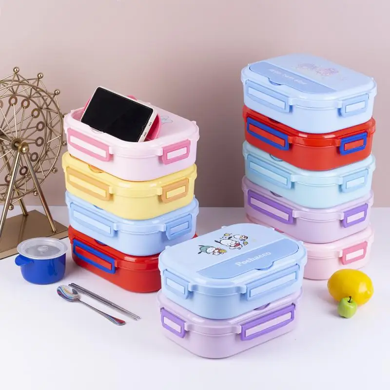 Sanrios HelloKitty Cartoon Lunch Box sus304Kuromi Insulated Lunch Box anime Pochacco Dinner Plate Lunch Box Soup Bowl Tableware