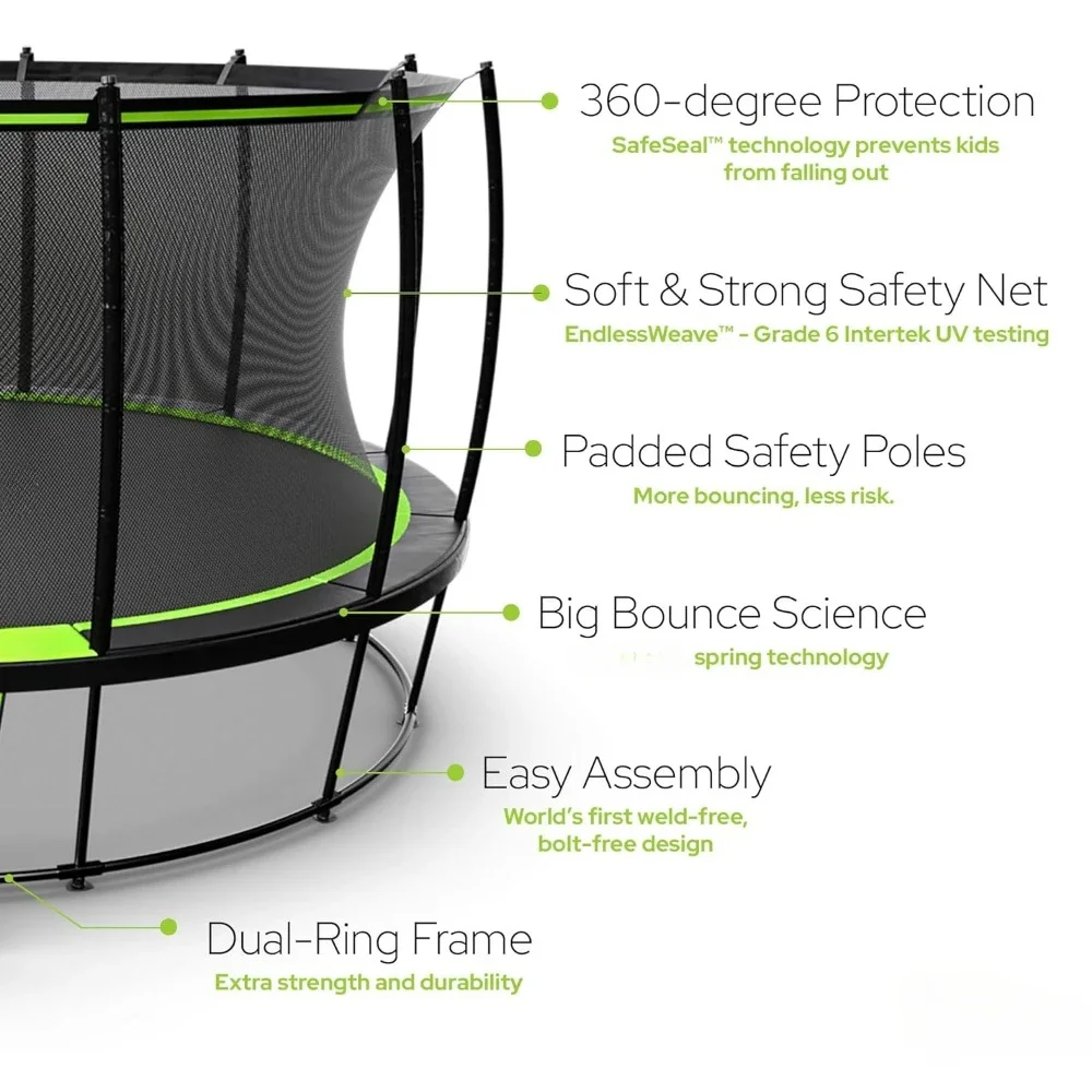 15FT Round Outdoor Backyard Trampoline with Net Safety Enclosure & Ladder Playset with Fast Assembly