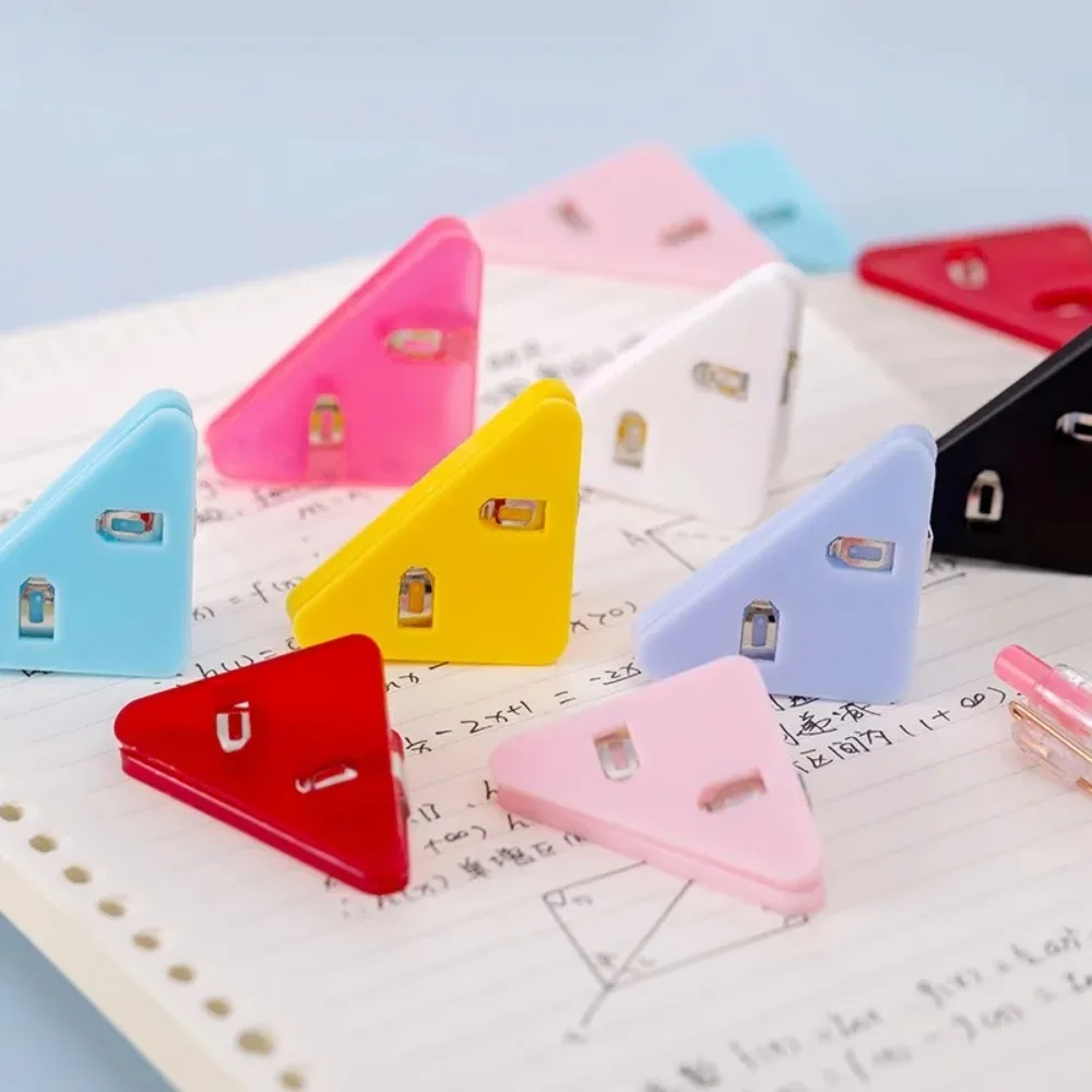 3/5pcs Triangle File Clip Angle Corner Clip Prevent Book Curling Student Test Paper Corner Anti Curling Tool Cute Paper Clips