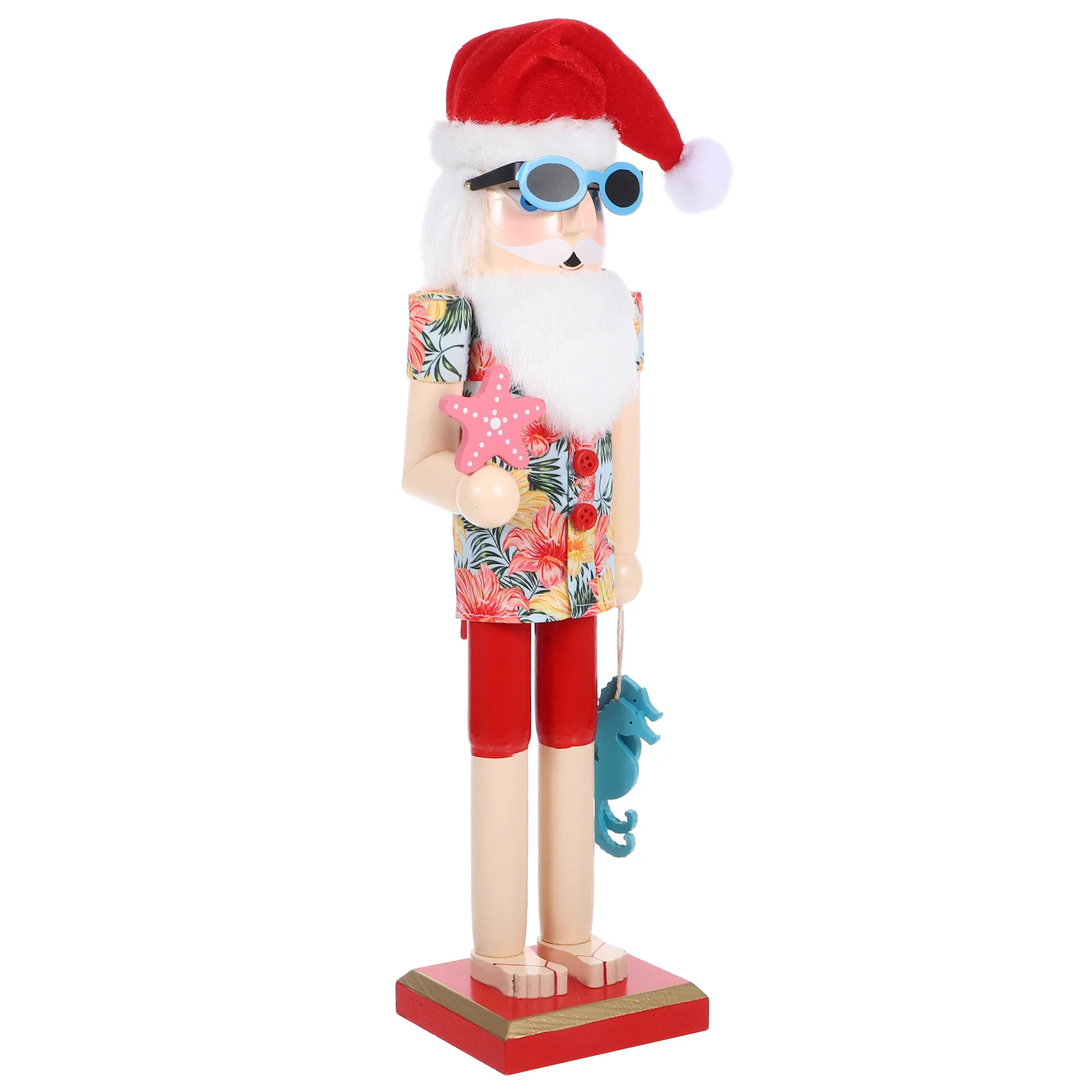

Santa Nutcracker Decor Wooden Christmas Beach Style Summer Holiday Decoration Home Living Room Car Ornament