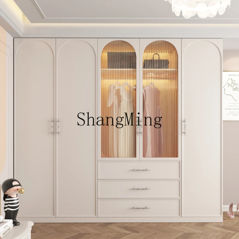 

CL High Value Wardrobe All Solid Wood Home Bedroom Modern Light Luxury Door Large Wardrobe Cloakroom