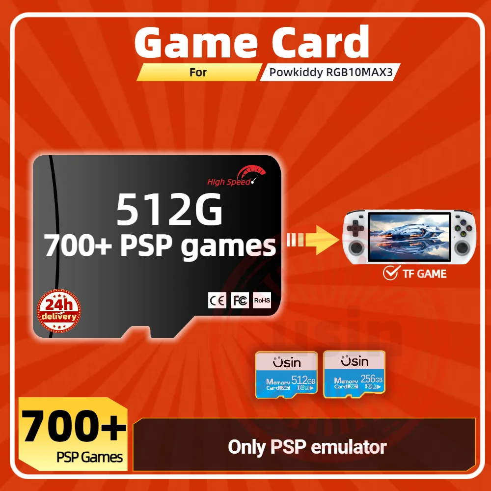 

PSP Game Card For Powkiddy RGB10MAX 3 Memory TF Plug&Play Pre-install Retro Games SD portable Handheld High Speed Card 1Tb 512G