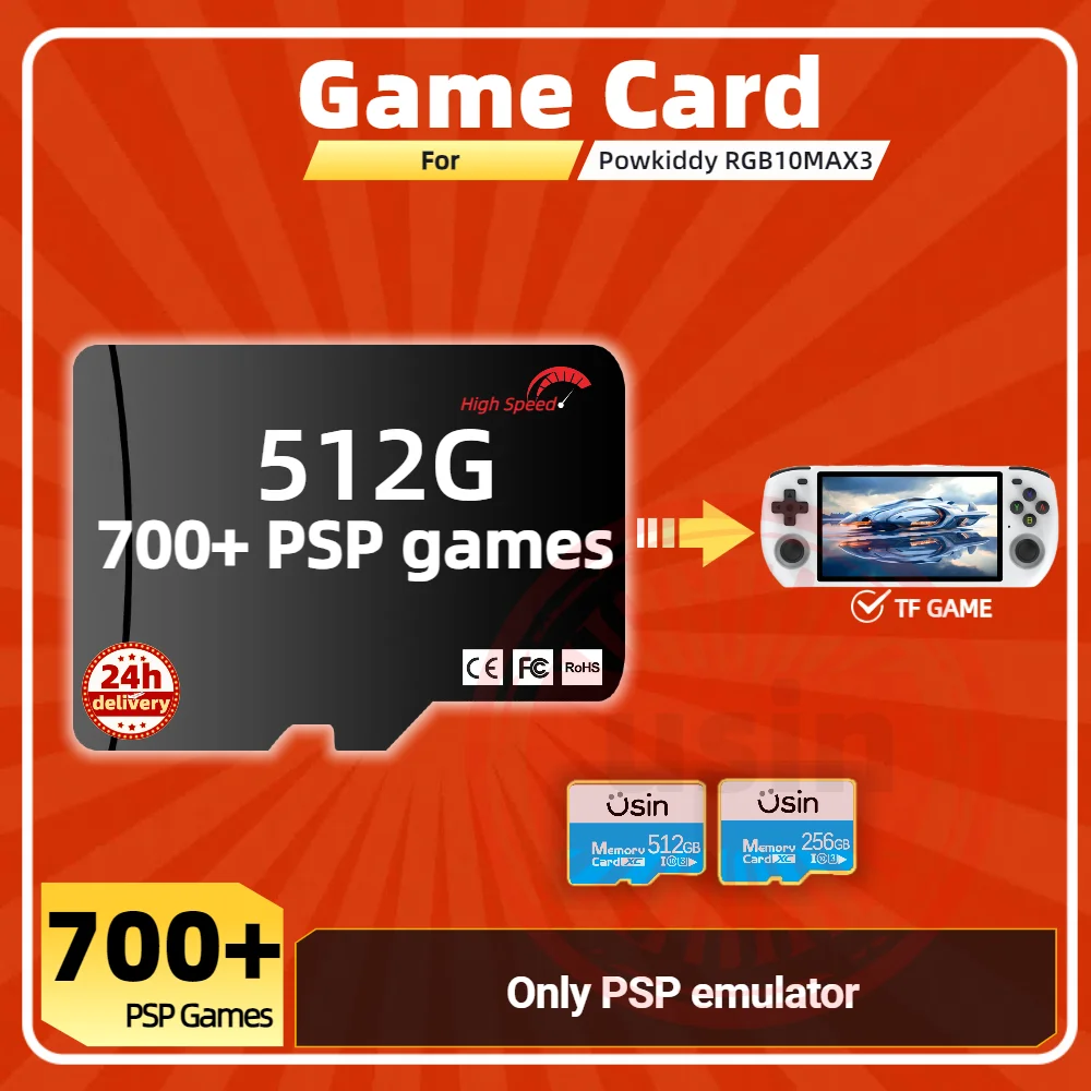 PSP Game Card For Powkiddy RGB10MAX 3 Memory TF Plug&Play Pre-install Retro Games SD portable Handheld High Speed Card 1Tb 512G