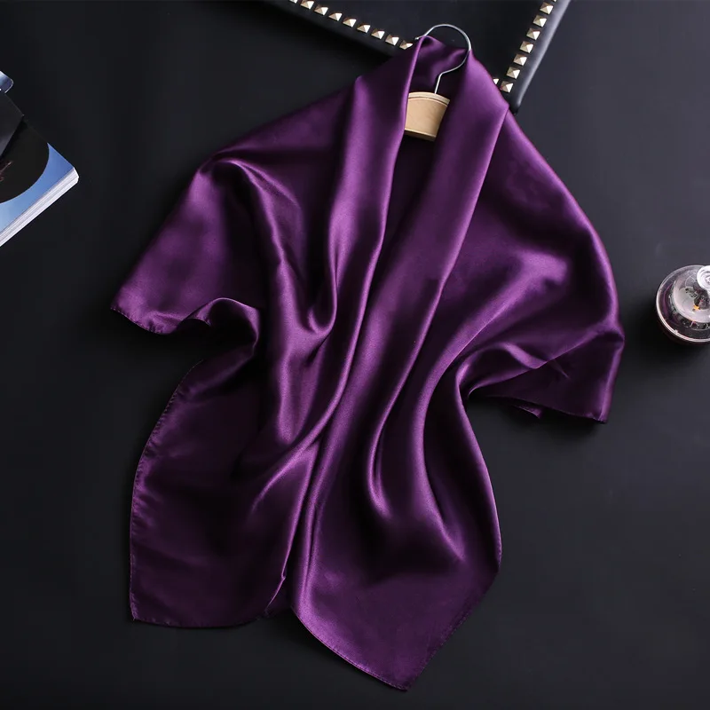 New Versatile 90cm Square Solid Silk Scarf  Wrap Decorative Sun Protection Shawl European American Headscarf Neckerchief Hijab