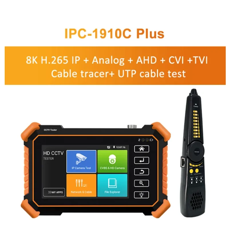 Imagem -02 - Cctv Atualização ip Câmera Tester Monitor Polegada 8k Teste Ipc Wifi Utp Cabo Tester Ipc1910plus 8mp Ahd Cvi Tvi Teste Analógico