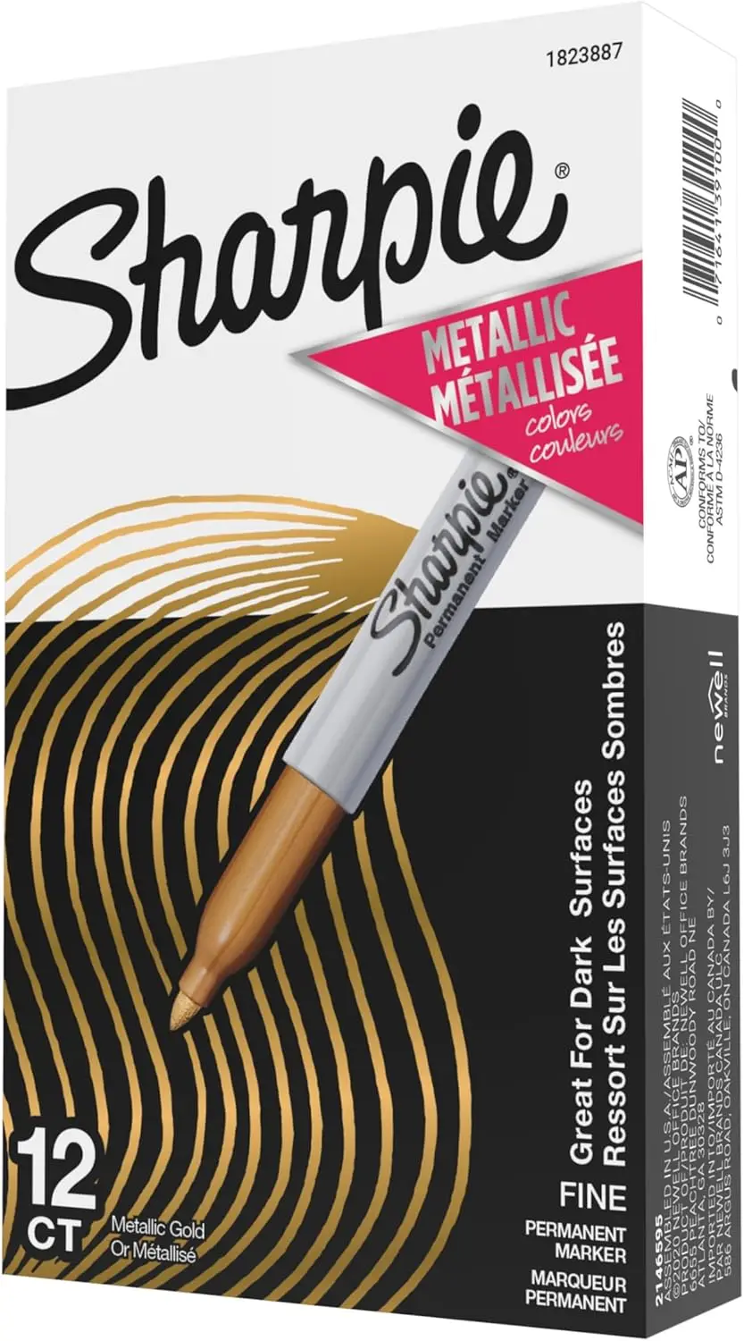 

Metallic Permanent Markers Fine Point Gold 12 Count for Art and Craft