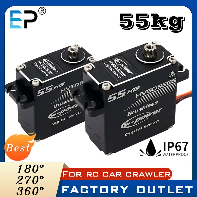 Servo digitale coreless impermeabile da 55 kg 180 °   270 °   360 °   Programmabile per RC Crawler Car Truck Boat Custodia in alluminio Metal Gear ​