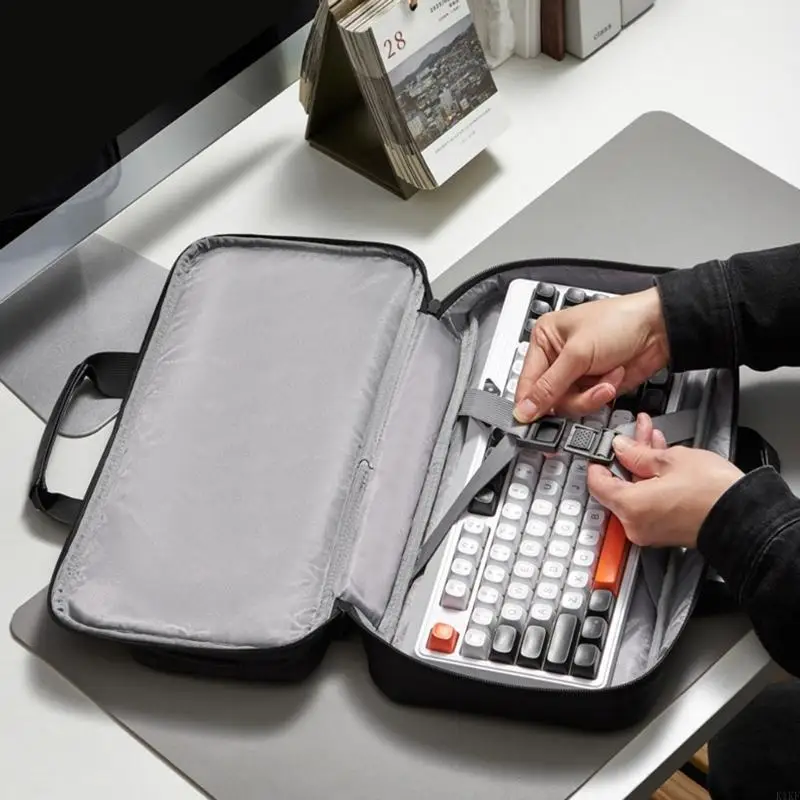 

Keyboards Travel Case With Separate Storage Areas Padded Compartment Mesh Organiser Pockets Water Resistant Carrying Bag K1KF