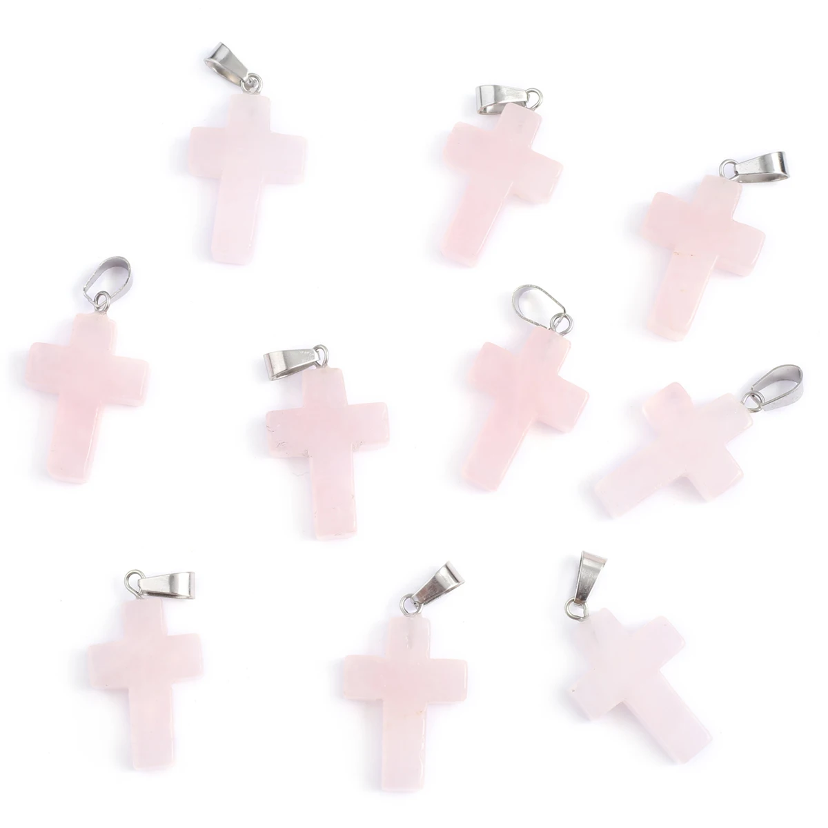 2Pcs Necklace Pendant Natural Stone Cross-Shaped Rose Quartz Pendant For Jewelry Making DIY Necklace Bracelet Earring Accessory