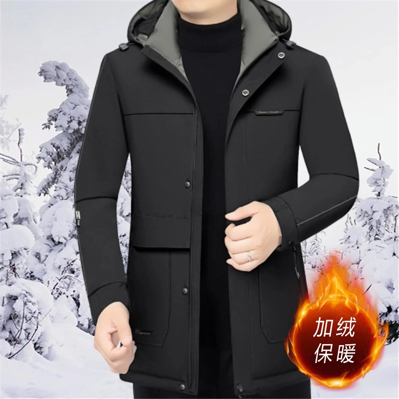 

Warm Winter Coat Men With Zipper Pockets Fleece Lining Men's Winter Jacket Coat Korean Winter Jackets for Men's Winter Coats