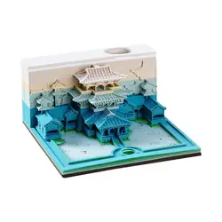 Retro Pavilion 3D Notepad Memo Pad Block Paper Carving DIY House Notes Note Paper Stationery Accessories Novelty Gift
